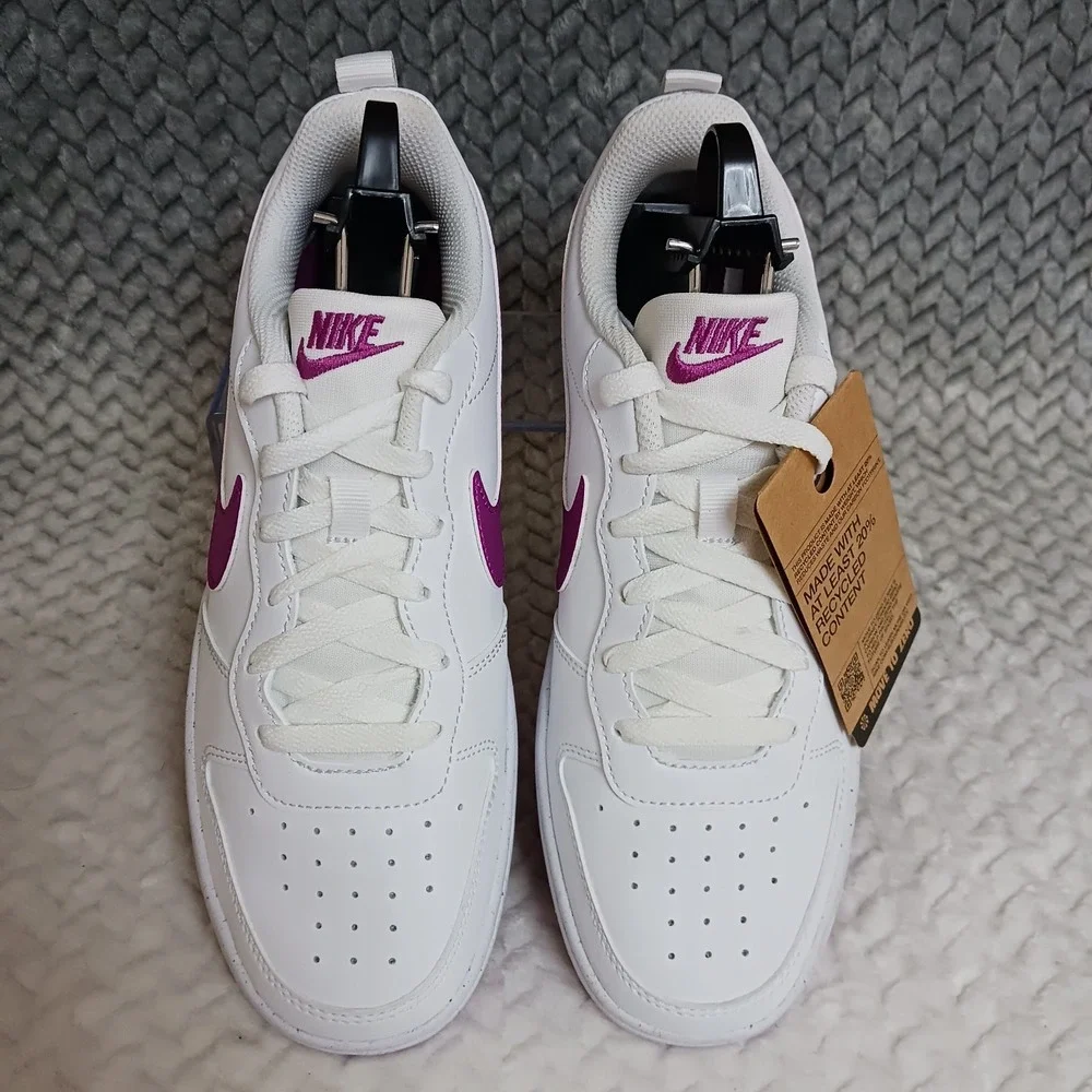 Nike Court Borough Low Recraft White Fuchsia GS Sneakers Shoes Sz 7Y Women's 8.5